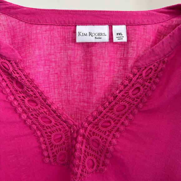 Kim Roger Petite Linen Blouse Pink Size XL Extra Large - Picture 3 of 5